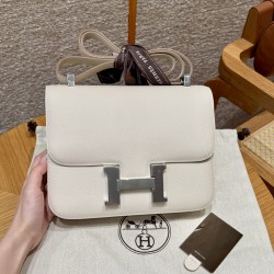 에르메스 Hermes Constance with mirror 24cm Epsom 10 Craie/silver