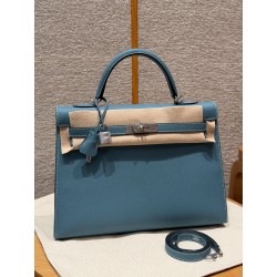 에르메스 Hermes Kelly 35cm Epsom 75 Blue jean/silver