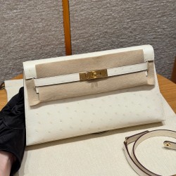 에르메스 Hermes Kelly elan 27cm KK ostrich i2 Nata/gold