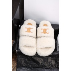 셀린느 Celine Fur Slides Triomphe 슬리퍼 White