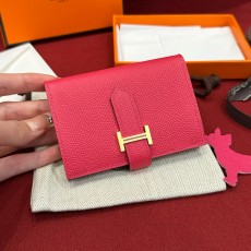 에르메스 Hermes Bearn card holder 10.3cm Epsom i6 Rose extreme/gold