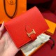에르메스 Hermes Bearn Compact wallet 12cm Epsom Q5 Rouge casaque/gold