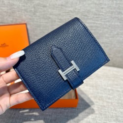 에르메스 Hermes Bearn mini wallet 10.3cm Epsom 7K sapphire/silver