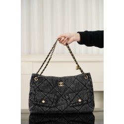 샤넬 Chanel 25k AS5740 Hobo Shopping Bag Black 38cm