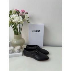 셀린느 Celine Ballet Lace Up Shoe In Lambskin Black