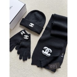 샤넬 CHANEL 머플러+모자+ 장갑 Black