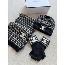 샤넬 CHANEL 머플러+모자+ 장갑 Black