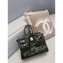 에르메스 Hermes Birkin 30cm France Hcp Porosus crocodile 6H Vert Veronese/silver
