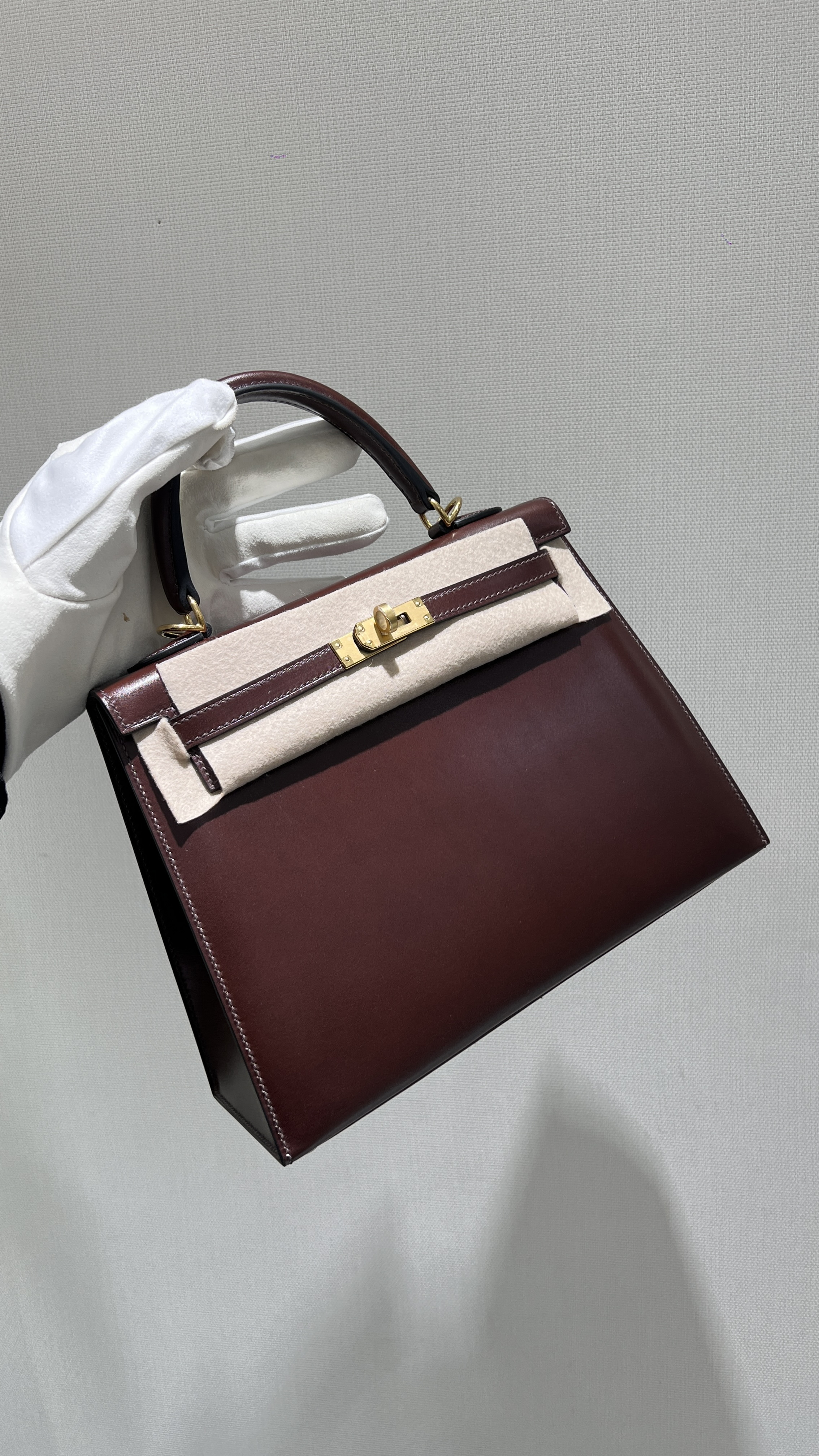 에르메스 Hermes Kelly 25cm Box 47 Chocolate/gold