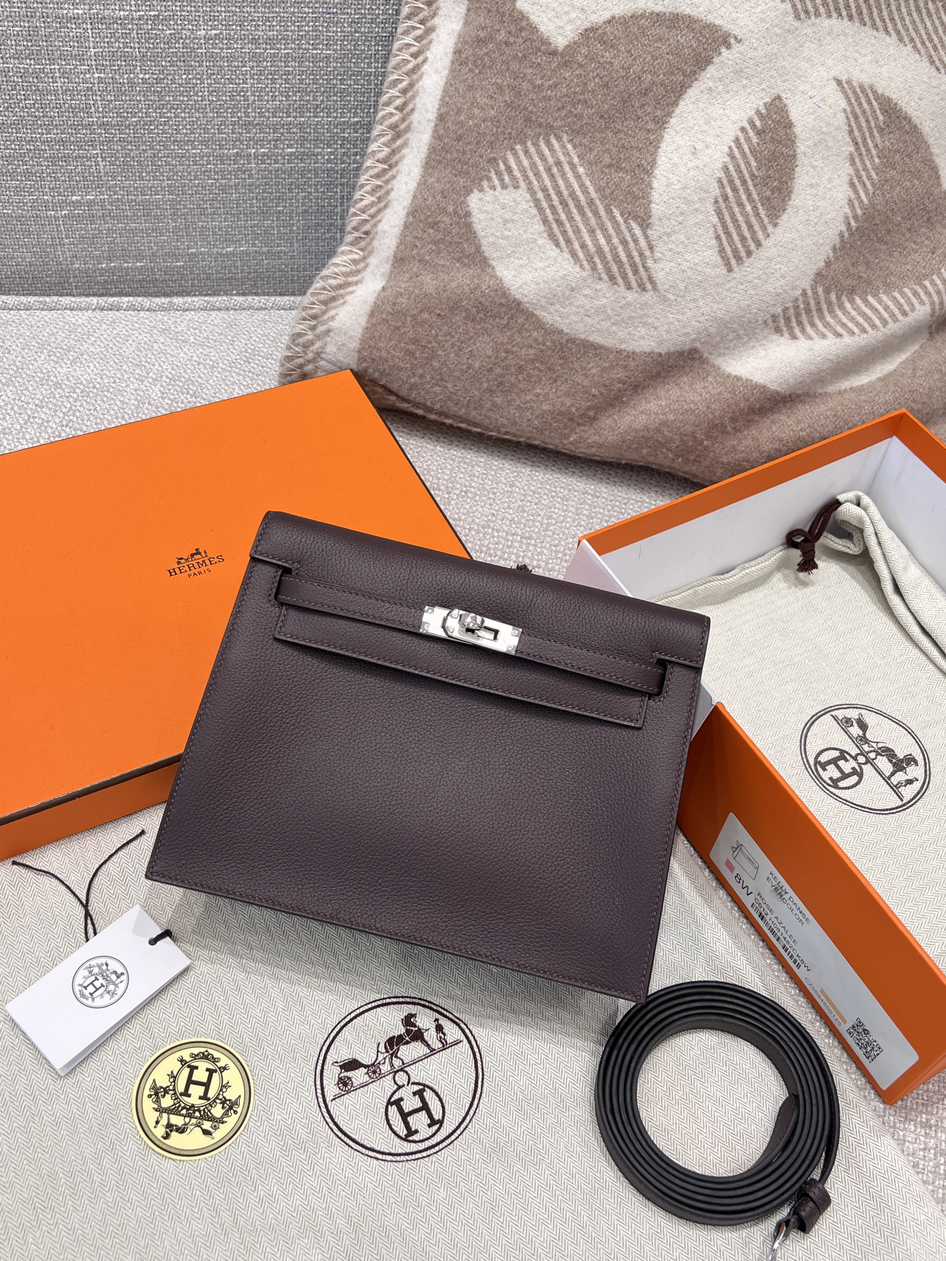 에르메스 Hermes Kelly danse Evercolor OG Rouge Sellier/silver