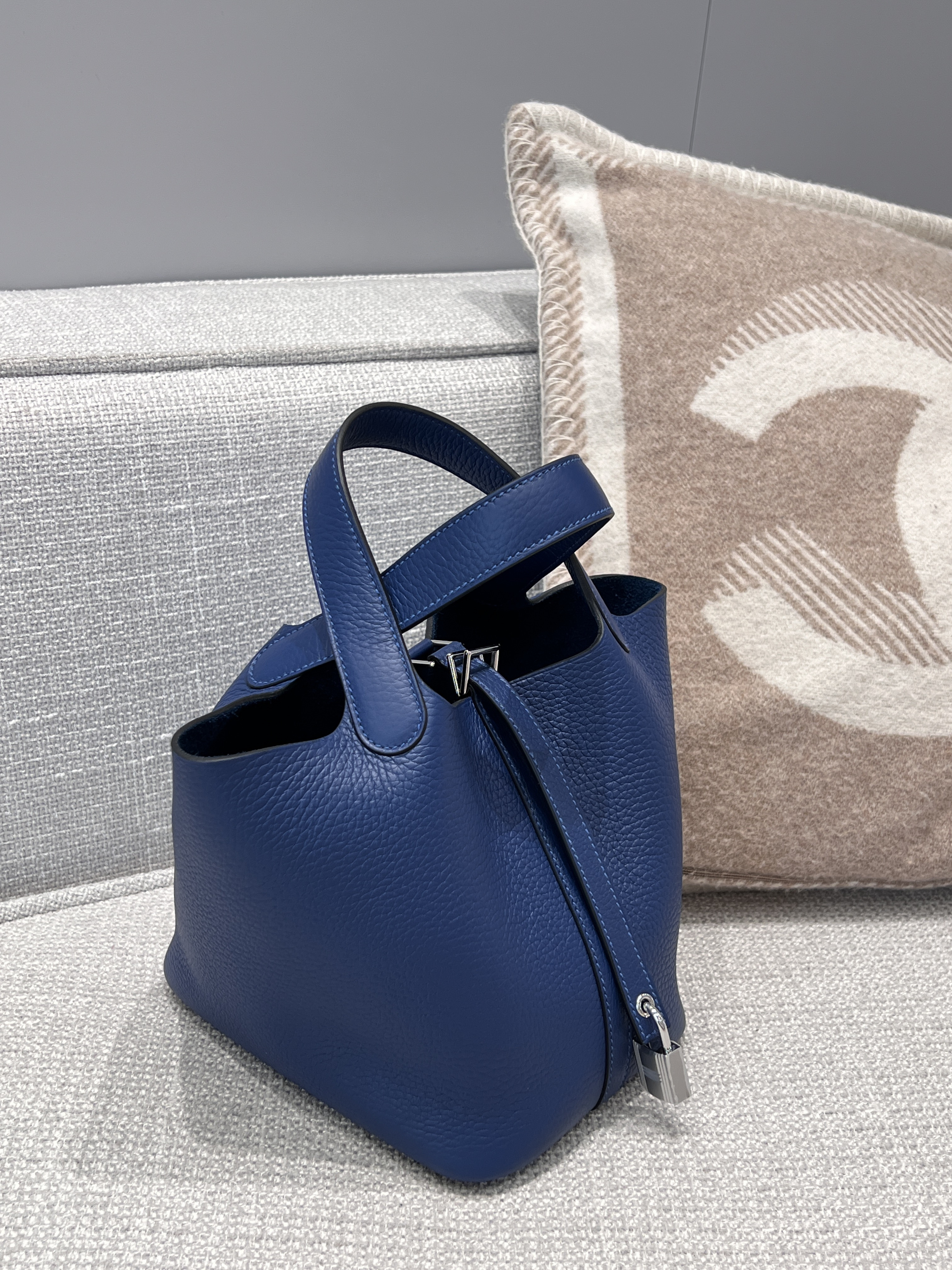 에르메스 Hermes Picotin 18cm Germany Leather S4 Deep Blue/silver