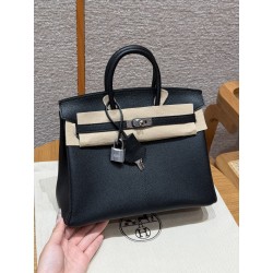 에르메스 Hermes Birkin 25cm Chèvre 89 Noir/silver