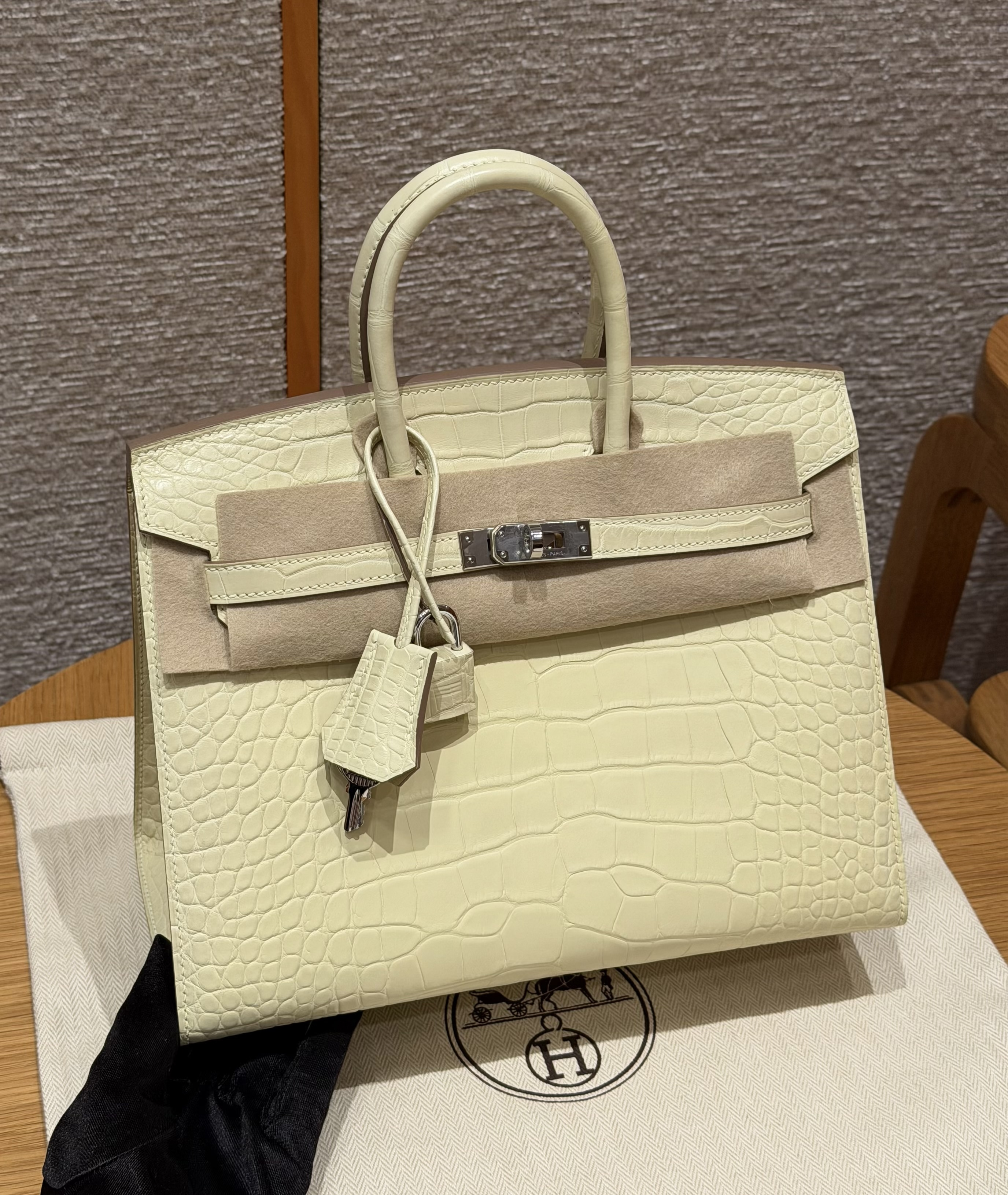 에르메스 Hermes Birkin 25cm Matte Alligator Y1 Vanille/silver