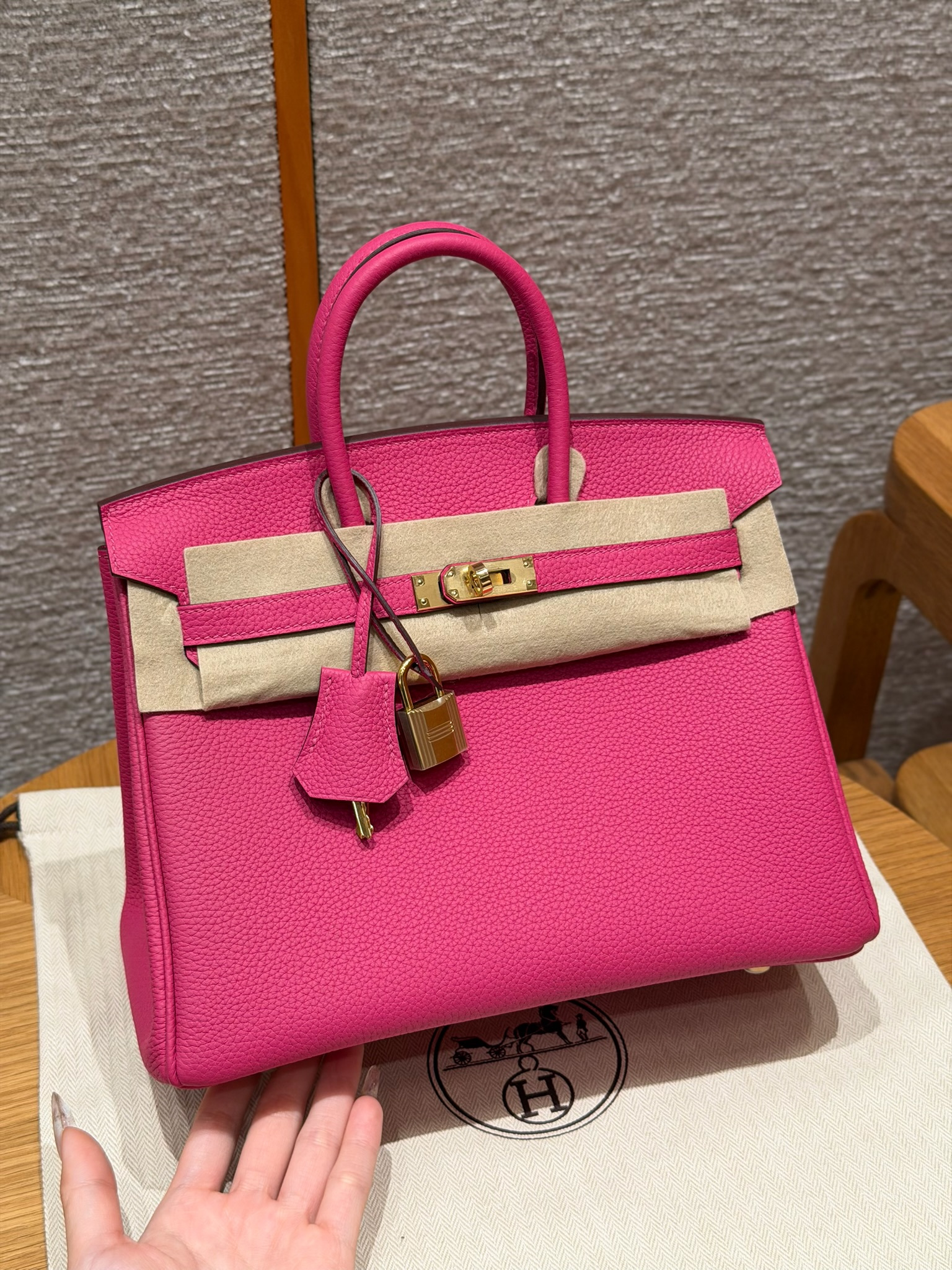 에르메스 Hermes Birkin 25cm Togo 5J Fuchia/gold