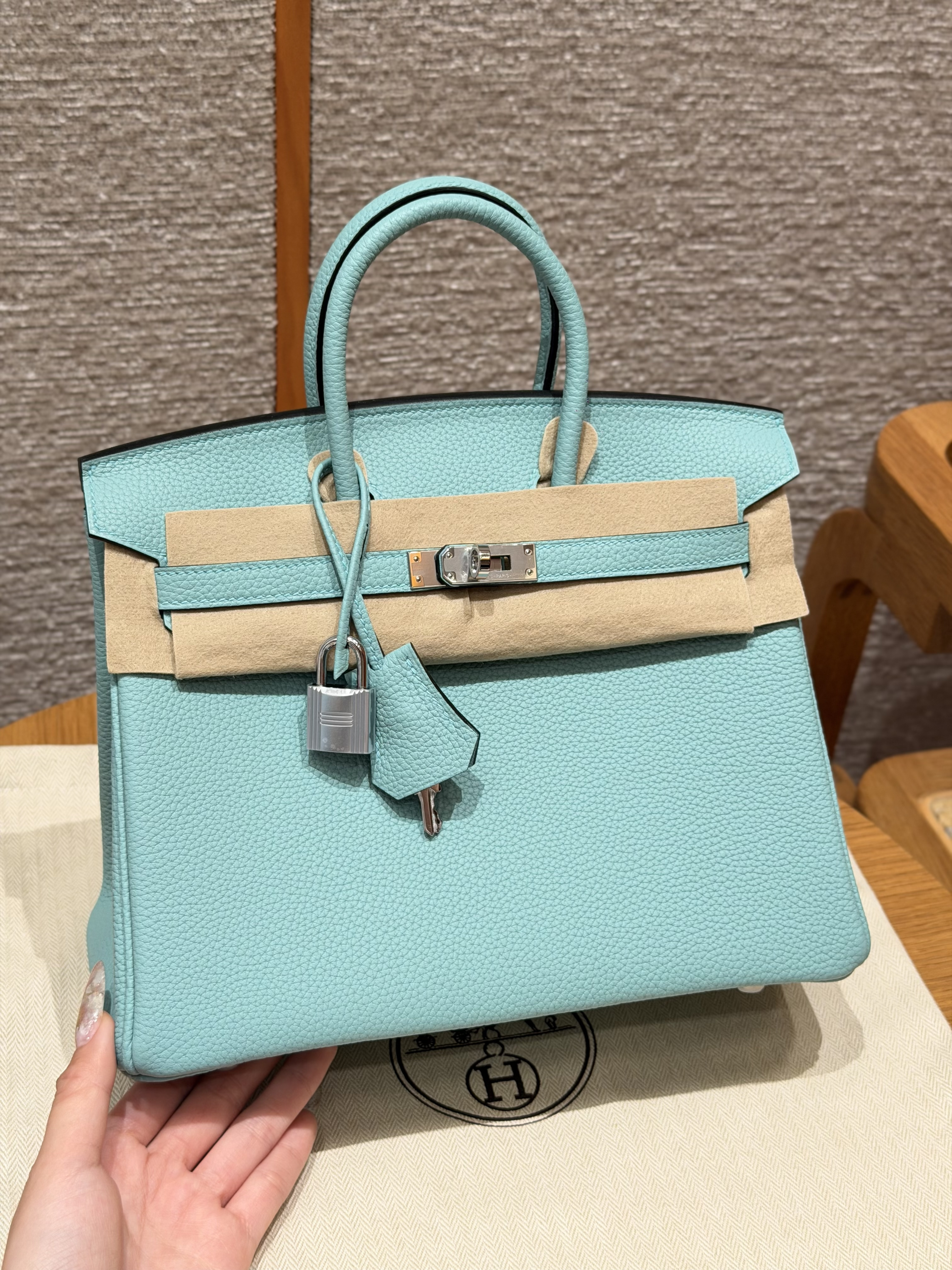 에르메스 Hermes Birkin 25cm Togo 7V Lagon/silver