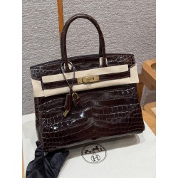 에르메스 Hermes Birkin 30cm Niloticus 47 Chocolate/gold