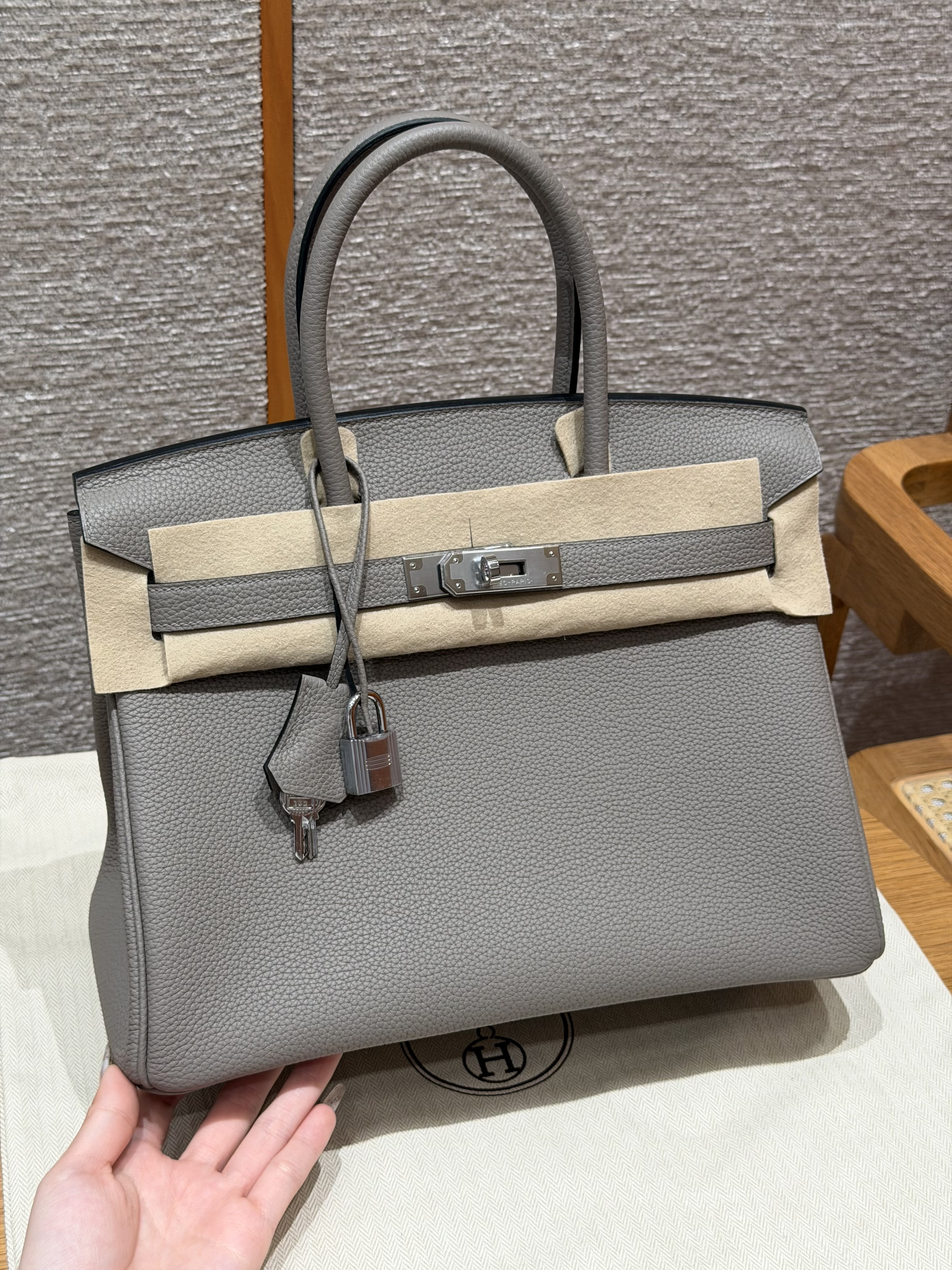 에르메스 Hermes Birkin 30cm Togo M8 Girs Asphalte/silver