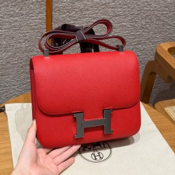 에르메스 Hermes Constance 24cm Epsom S3 Rouge Coeur/silver