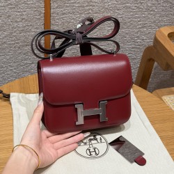 에르메스 Hermes Constance with mirror 19cm Box 57 Bordeaux/silver