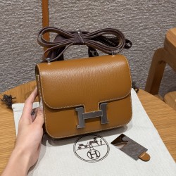 에르메스 Hermes Constance with mirror 19cm chèvre 37 Gold/silver