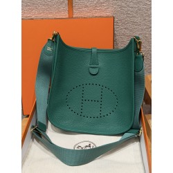 에르메스 Hermes Evelyne 29cm clemence U4 Vert vertigo/gold