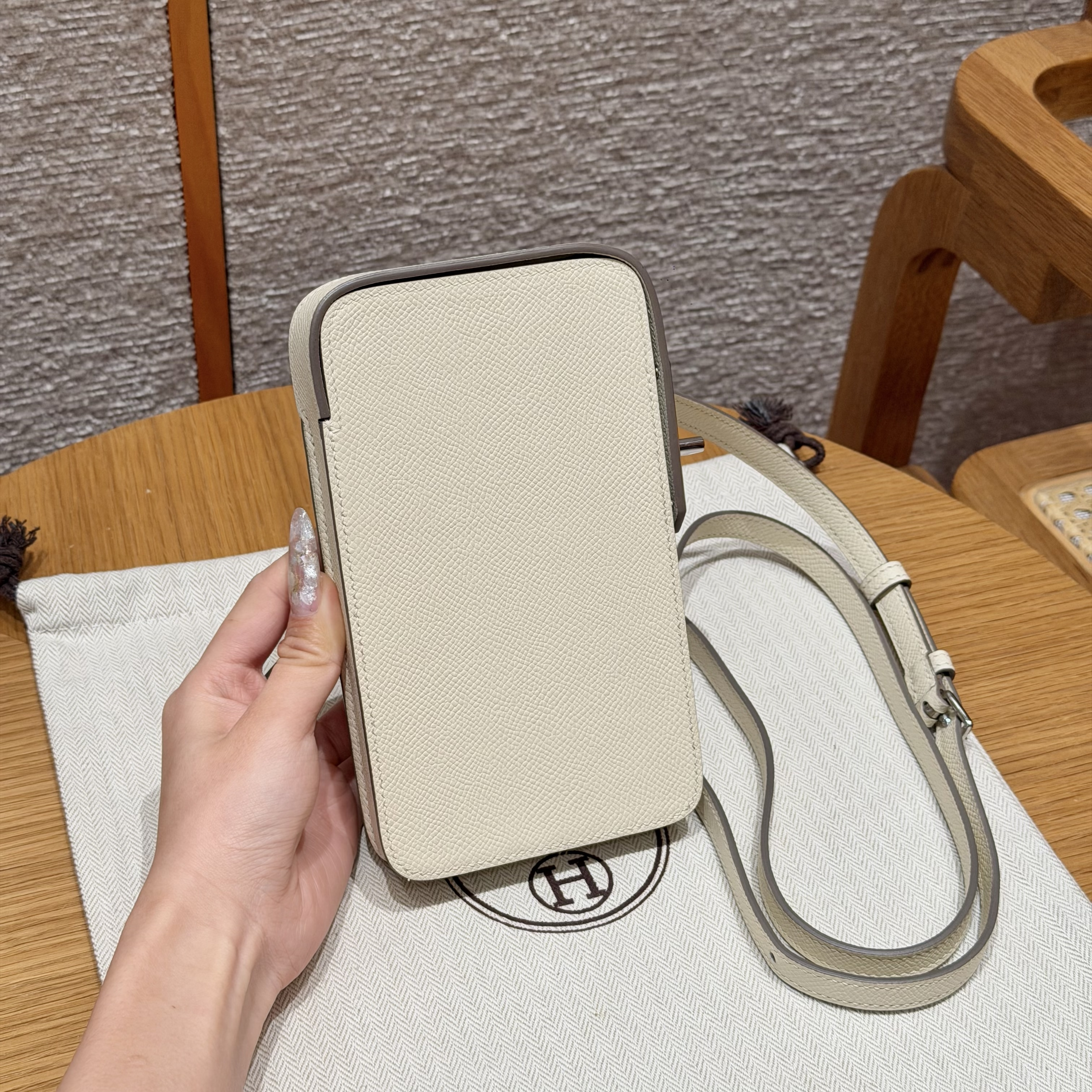 에르메스 Hermes Hac a Box 17.5cm Epsom 10 Craie/silver