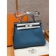 에르메스 Hermes Herbag 31cm Canvas and Cowhide New Blue Jean and Noir/silver