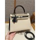 에르메스 Hermes Kelly 25cm Chèvre i2 Nata and 89 Noir/silver