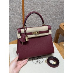 에르메스 Hermes Kelly 25cm Togo 55 Rouge H/gold