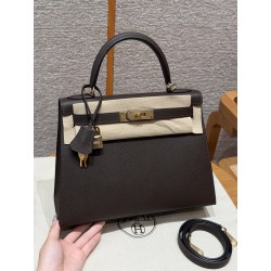 에르메스 Hermes Kelly 28cm Epsom 47 Chocolat/gold