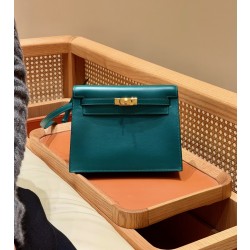 에르메스 Hermes Kelly danse 22cm Swift W0 Vert Bosphore/gold