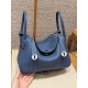 에르메스 Hermes Lindy 26cm Clemence R2 Blue agate/silver