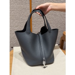 에르메스 Hermes Picotin lock 22cm clemence H0 Girs Misty/silver