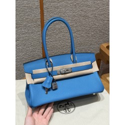 에르메스 Hermes Shoulder Birkin 29cm Evercolor 0F Blue Fruda/silver