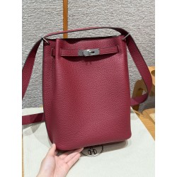 에르메스 Hermes So Kelly 22cm Clemence B5 Ruby/silver