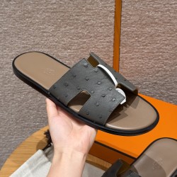 에르메스 Hermes 182 Izmir sandal KK Ostrich&Lron gray