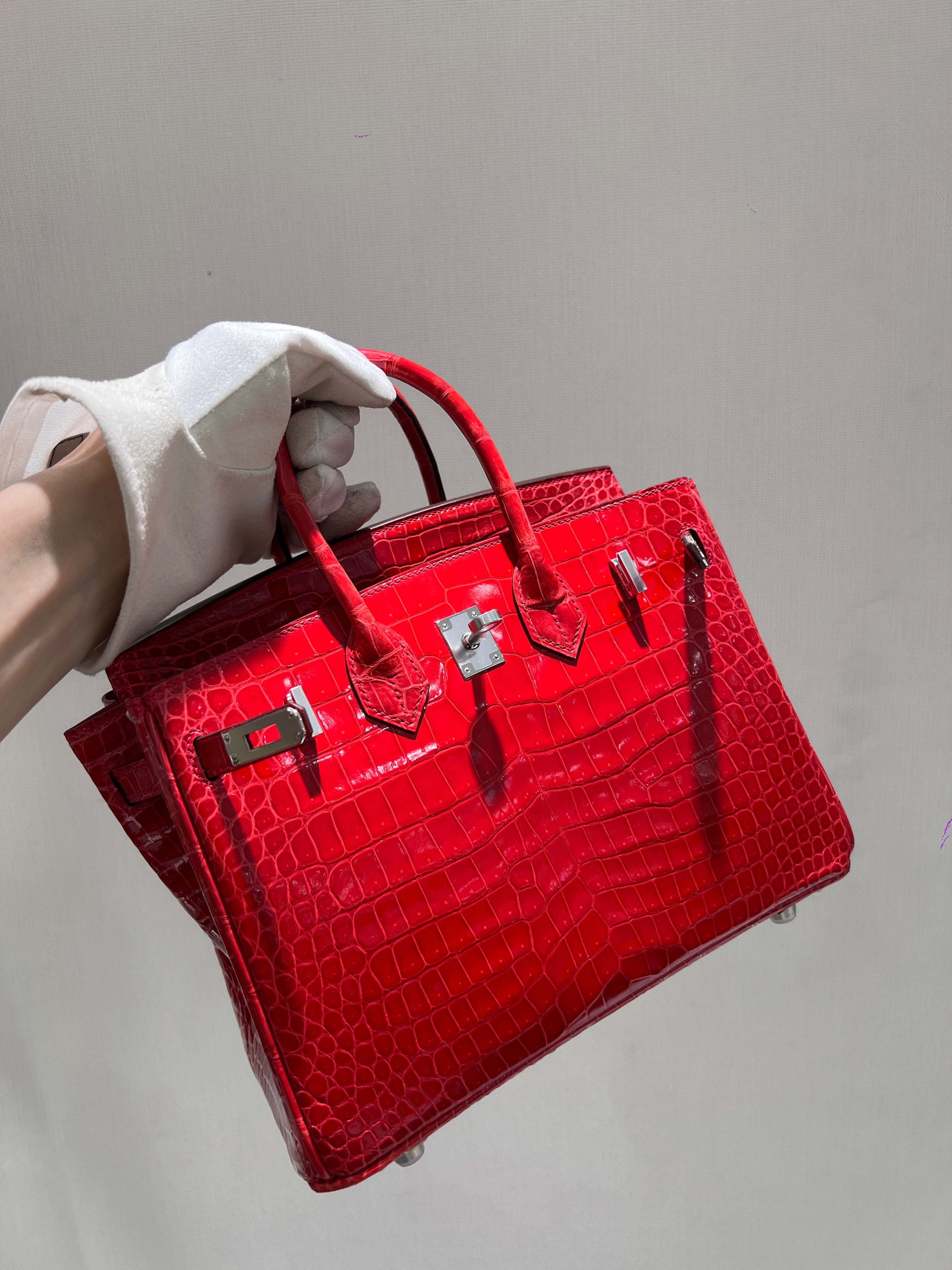 에르메스 Hermes Birkin 25cm France Hcp Porosus crocodile 95 Braise/silver