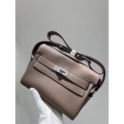 에르메스 Hermes Kelly Messenger Germany Leather 18 Etoupe (With Veins) /silver