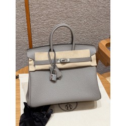 에르메스 Hermes Birkin 25cm Togo M8 Gris Asphalte/silver