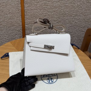 에르메스 Hermes Kelly II Sellier 20cm Epsom M4 Gris pale/silver