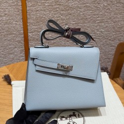 에르메스 Hermes Kelly II Sellier 20cm Epsom P0 Girs Pantin/silver