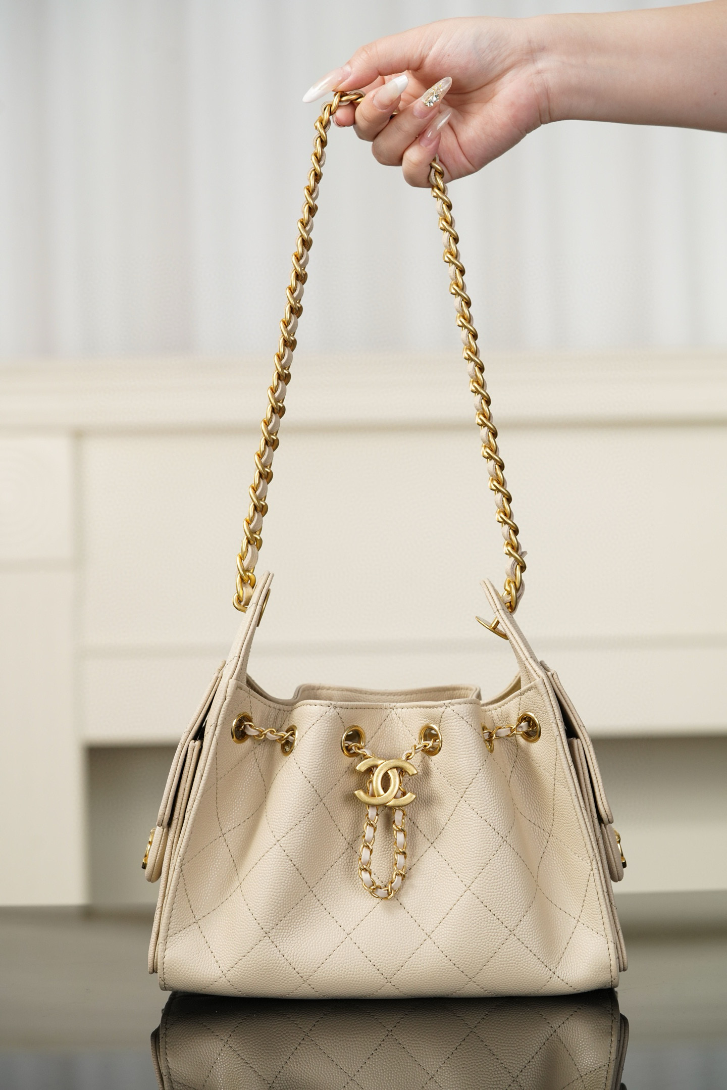 샤넬 CHANEL 26C AS5631 25 Mini Bag Apricot 22cm