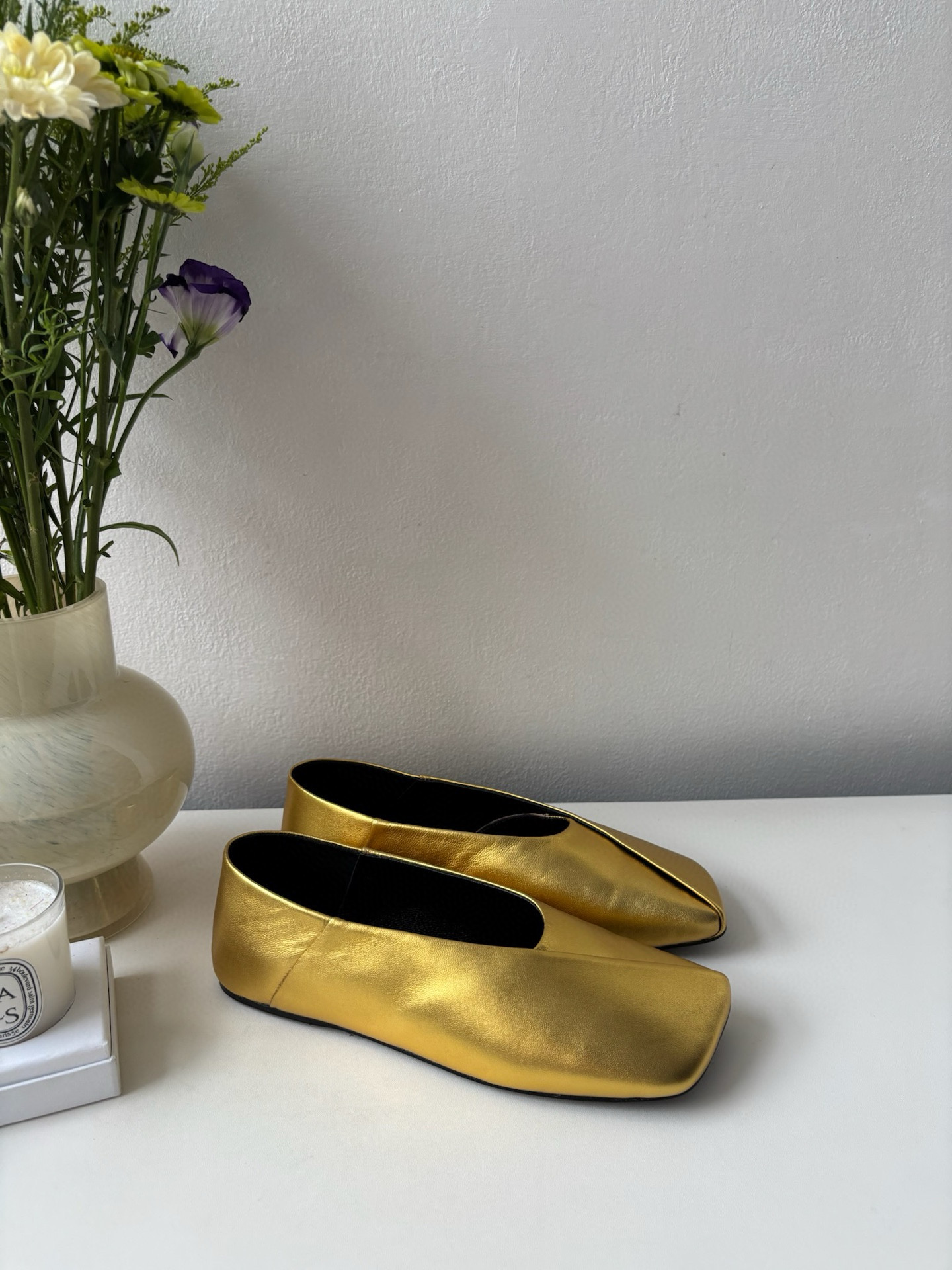 질샌더 Jil Sander Leather Ballet Flat gold