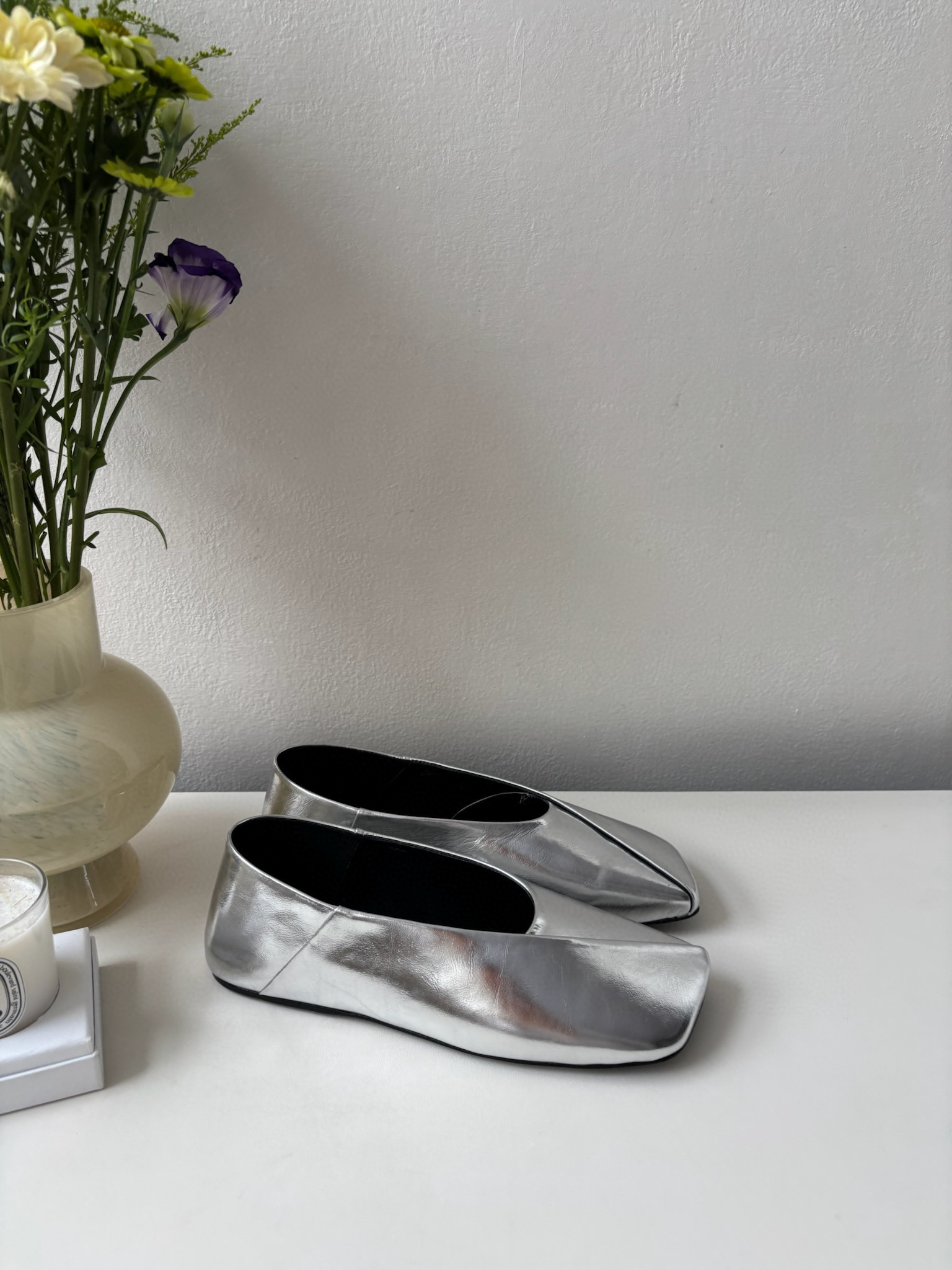 질샌더 Jil Sander Leather Ballet Flat silver