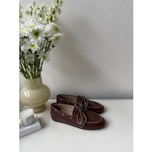 미우 미우 Miu Miu Unlined Bleached Leather Loafers Sienna