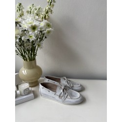 미우 미우 Miu Miu Unlined Bleached Leather Loafers White