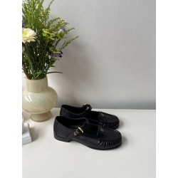 미우 미우 Miu Miu Strap Leather Loafers Black