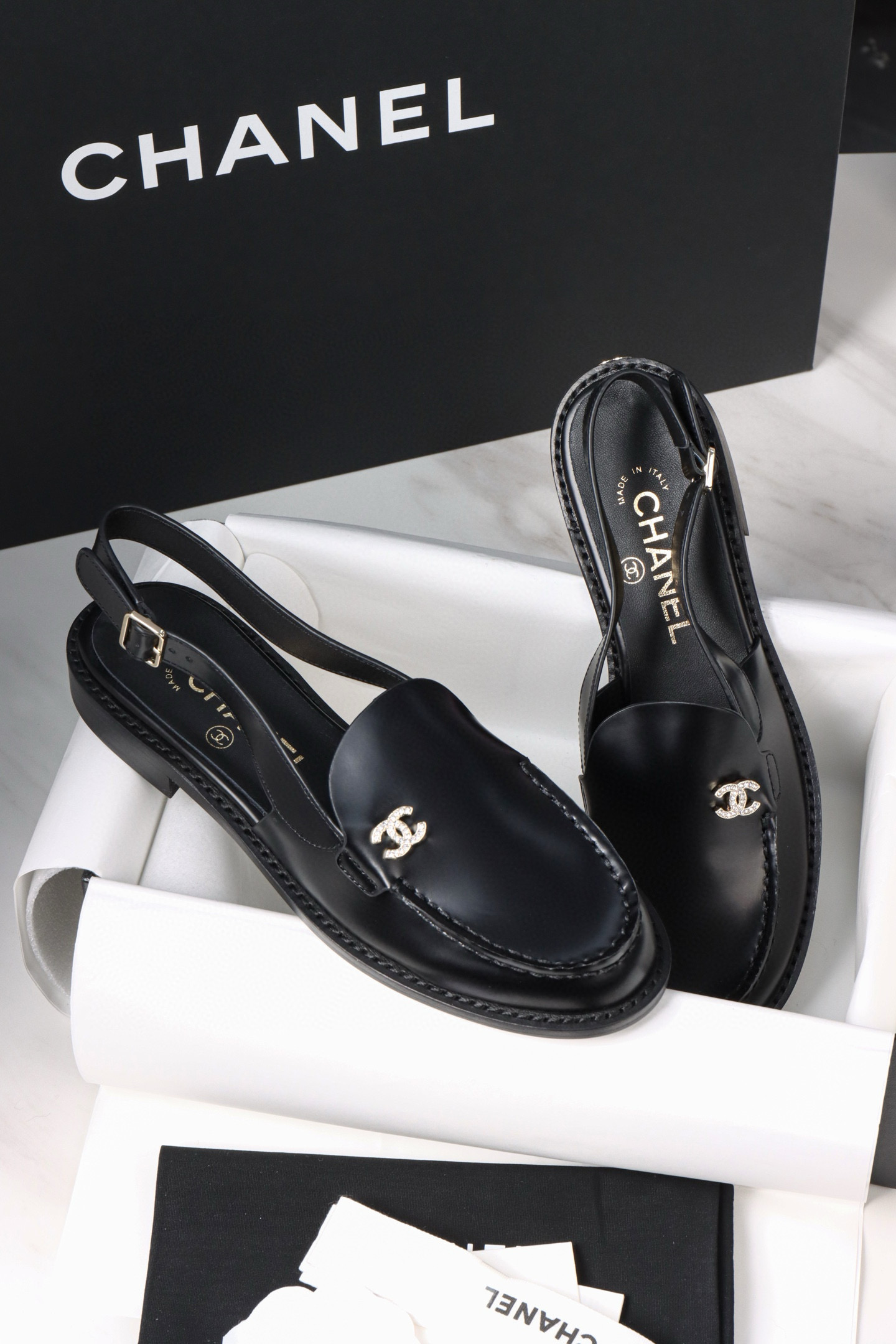 샤넬 CHANEL 25P G47033 Slingbacks Black