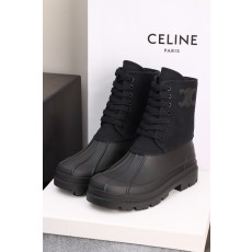 셀린느 Celine Riley Lace-Up Boot in Canvas Black