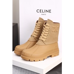 셀린느 Celine Riley Lace-Up Boot in Canvas Caramel